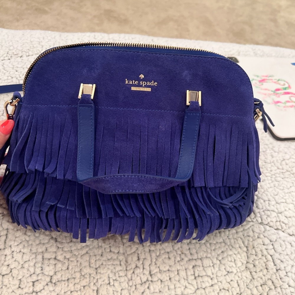 kate spade ruffle suede purse